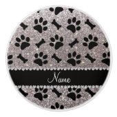 Aangepaste naam zilveren glitter-botten keramische knop (Voorkant)