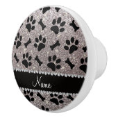 Aangepaste naam zilveren glitter-botten keramische knop (Rechts)