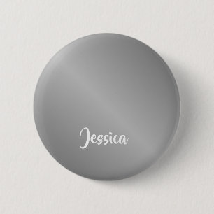 Aangepaste naam zilveren verloop ronde button 5,7 cm