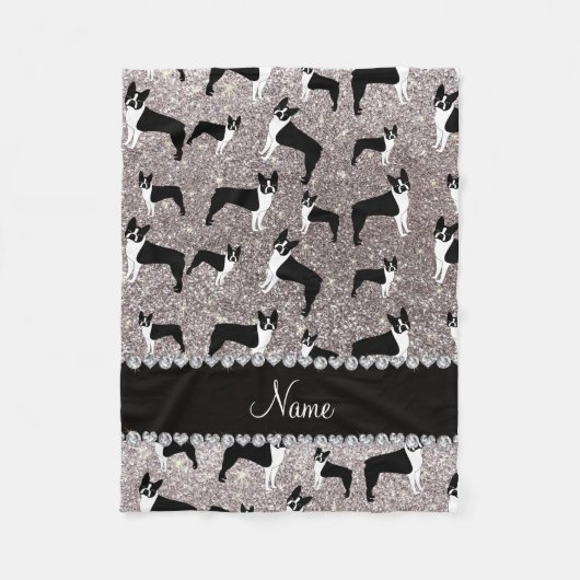 Aangepaste naam zilverglitter boston shiier fleece deken (Voorkant)