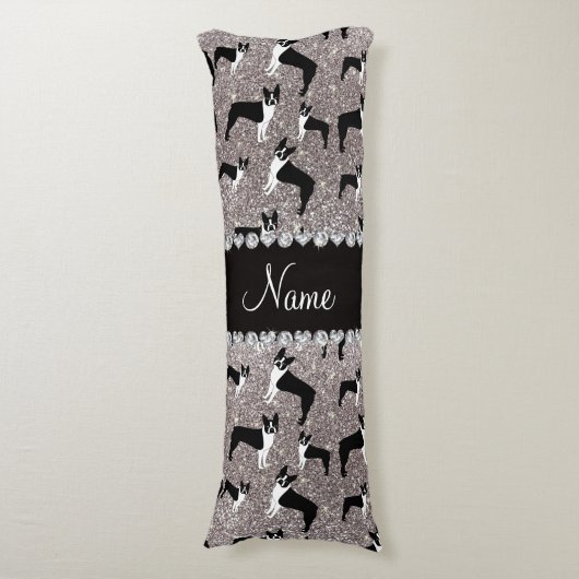 Aangepaste naam zilverglitter boston shiier lichaamskussen (Voorkant Verticaal)