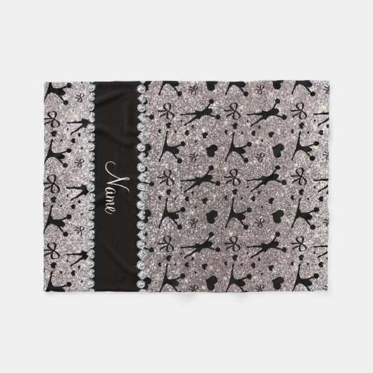 Aangepaste naam zilverglitter cheerlead fleece deken (Voorkant (Horizontaal))