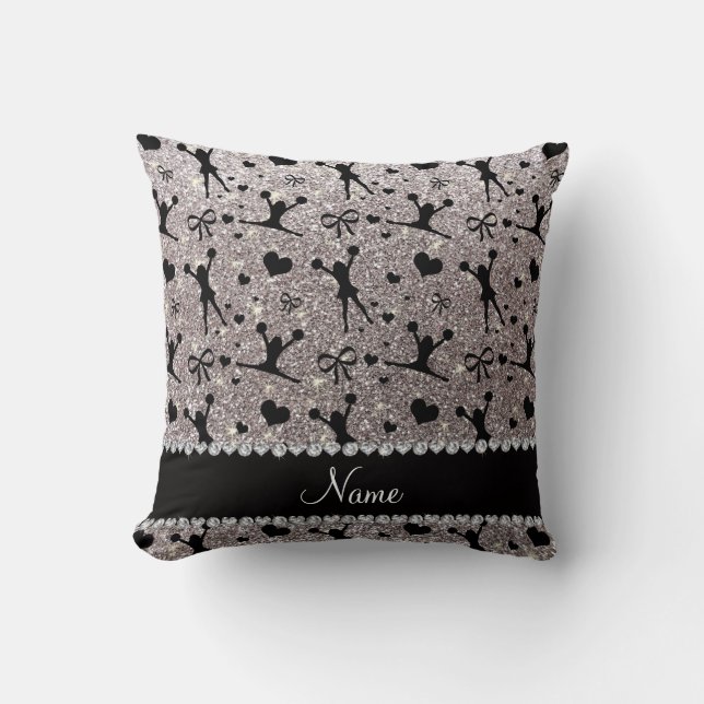Aangepaste naam zilverglitter cheerlead kussen (Voorkant)