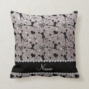 Aangepaste naam zilverglitter cheerlead kussen
