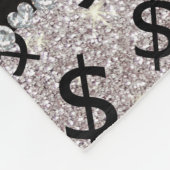 Aangepaste naam zilverglitter-dollartekens fleece deken (Hoek)