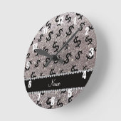 Aangepaste naam zilverglitter-dollartekens ronde klok (Hoek)