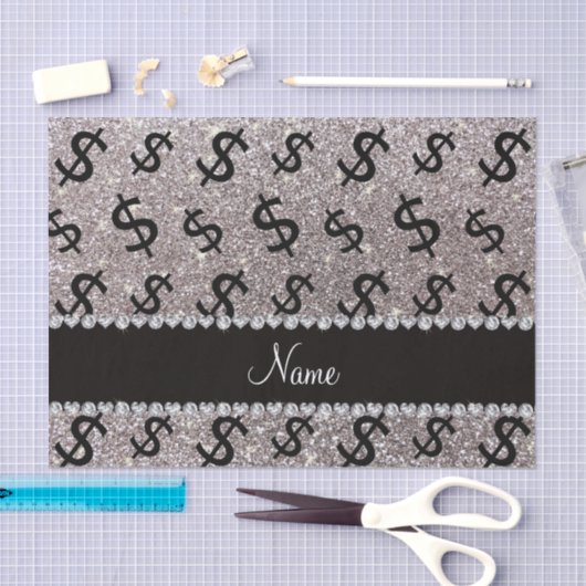 Aangepaste naam zilverglitter-dollartekens tissuepapier (Craft)