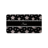 Aangepaste naam: zilverglitter sterren en manen etiket (Voorkant)