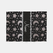 Aangepaste naam: zilverglitter sterren en manen fleece deken (Voorkant (Horizontaal))