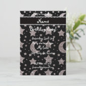 Aangepaste naam: zilverglitter sterren en manen kaart (Staand voorkant)