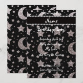 Aangepaste naam: zilverglitter sterren en manen kaart (Voorkant / Achterkant)