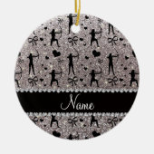 Aangepaste naam zilverglitterarchie keramisch ornament (Voorkant)