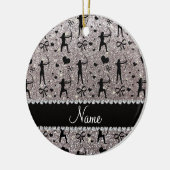 Aangepaste naam zilverglitterarchie keramisch ornament (Links)