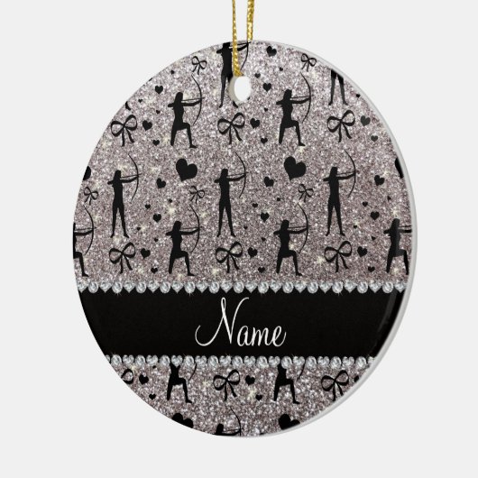 Aangepaste naam zilverglitterarchie keramisch ornament (Links)