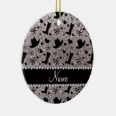 Aangepaste naam zilverglittercowboylaarzen petten keramisch ornament (Rechts)