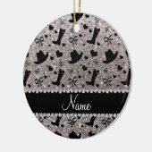 Aangepaste naam zilverglittercowboylaarzen petten keramisch ornament (Links)