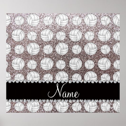 Aangepaste naam: zilverglittervolleyballen poster (Voorkant)