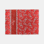 Aangepaste naam zilverkleurige inktvis, neonrood g fleece deken (Voorkant (Horizontaal))