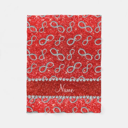 Aangepaste naam zilverkleurige inktvis, neonrood g fleece deken (Voorkant)