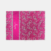 Aangepaste naam zilverkleurige neonige hete roze g fleece deken (Voorkant (Horizontaal))