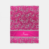 Aangepaste naam zilverkleurige neonige hete roze g fleece deken (Voorkant)