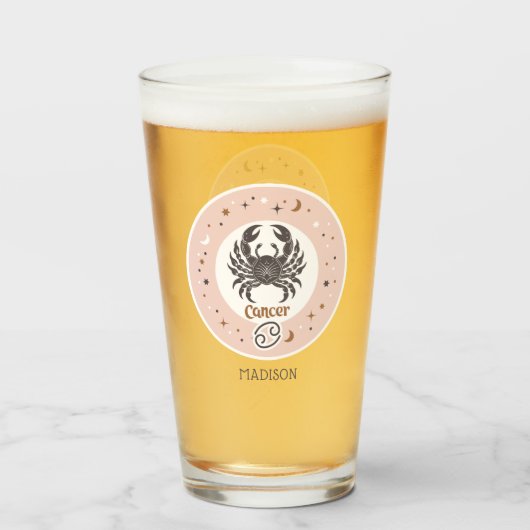 Aangepaste Naam Zodiac Sign Cancer Glas (Achterkant gevuld)