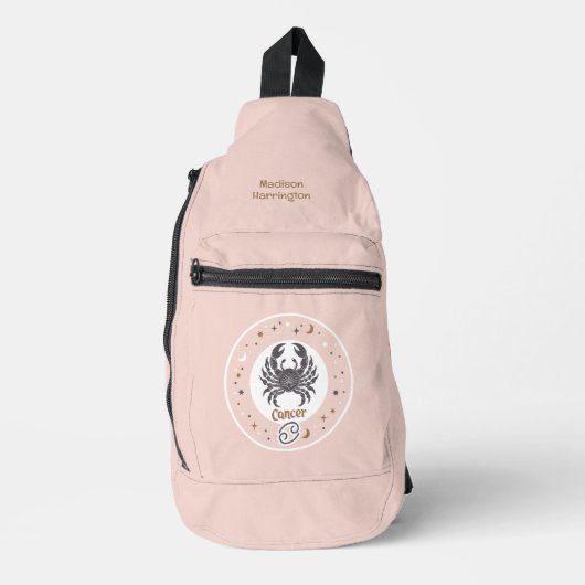 Aangepaste Naam Zodiac Sign Cancer Sling Bag (Voorkant)
