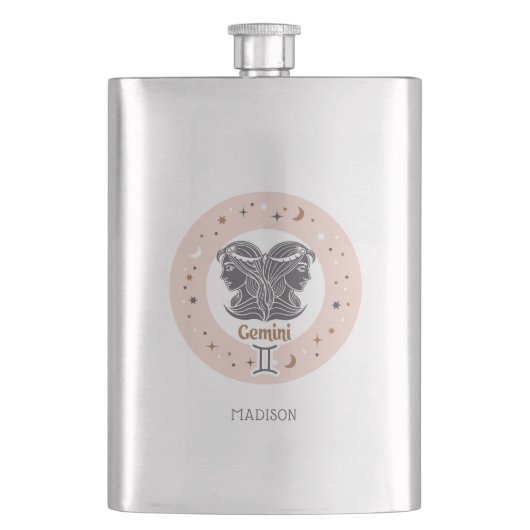 Aangepaste Naam Zodiac Sign Gemini Flacon (Voorkant)