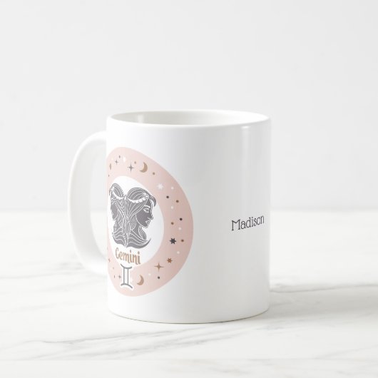 Aangepaste Naam Zodiac Sign Gemini Koffiemok (Voorkant links)
