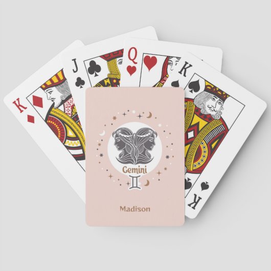 Aangepaste Naam Zodiac Sign Gemini Pokerkaarten (Achterkant)