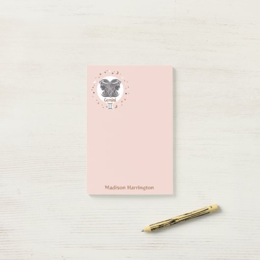 Aangepaste Naam Zodiac Sign Gemini Post-it® Notes (Op bureau)