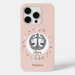 Aangepaste naam Zodiac Sign Libra iPhone 15 Pro Case
