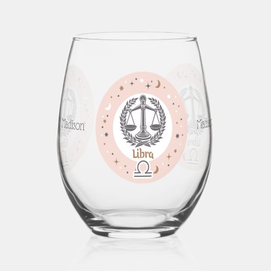 Aangepaste naam Zodiac Sign Libra Wijnglas Zonder Voet (Achterkant)