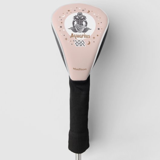 Aangepaste Naam Zodiac Sign Waterman Golfheadcover (Voorkant)