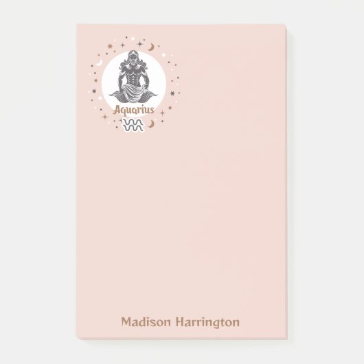 Aangepaste Naam Zodiac Sign Waterman Post-it® Notes (Voorkant)