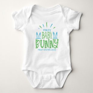 Aangepaste NAAM Zoete Baby Konijn Eerste Pasen Eie Romper