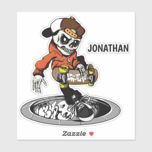 Aangepaste naam Zombie Skater Sticker (Vel)