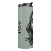 Aangepaste naam Zombie Woman & kleurentummer Thermosbeker (Gedraaid links)