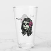 Aangepaste naam Zombie Woman pint glass Glas (Achterkant)
