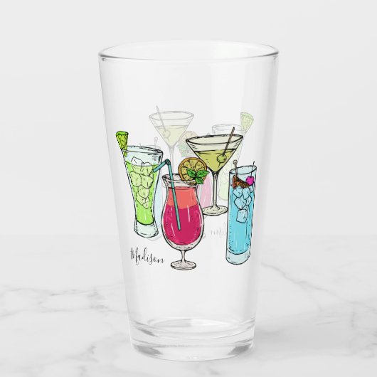 Aangepaste naam Zomer Cocktails pint glas (Achterkant)