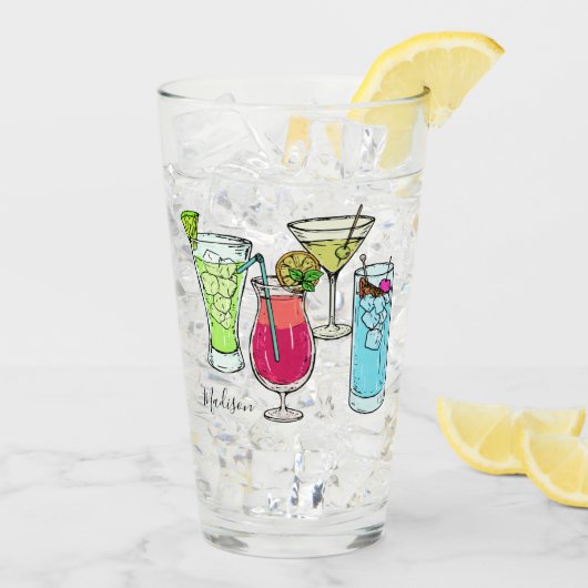 Aangepaste naam Zomer Cocktails pint glas (Achterkant ijs)