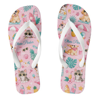 Aangepaste naam zomer huisdieren flip flops cute h