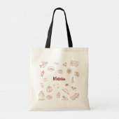 Aangepaste naam Zomer Vakantie Doodle  Tote Bag (Achterkant)