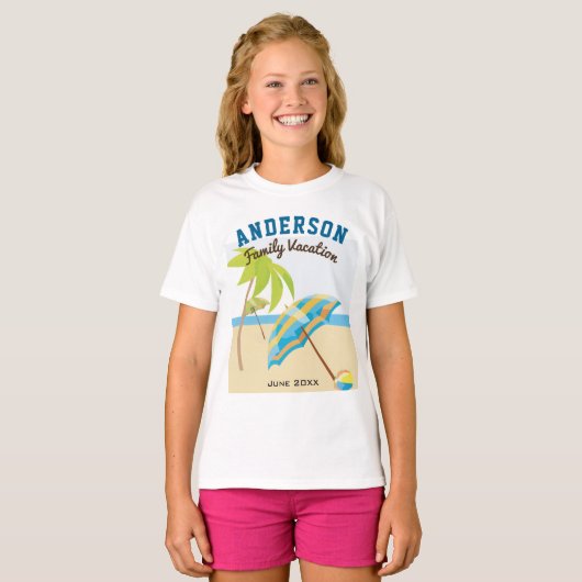Aangepaste naam zomervakantie t-shirt (Voorkant volledig)
