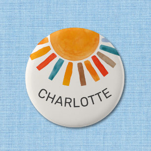 Aangepaste naam Zon Ronde Button 5,7 Cm