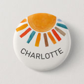 Aangepaste naam Zon Ronde Button 5,7 Cm (Voorkant)