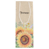 Aangepaste naam | Zonnebloempitten Wijn Cadeautas (Voorkant)