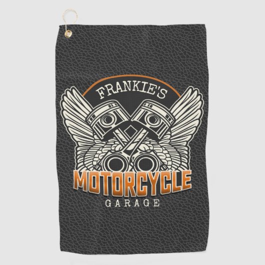 Aangepaste NAAM Zuigers Vleugels Motorfiets Biker  Golfhanddoek (Voorkant)