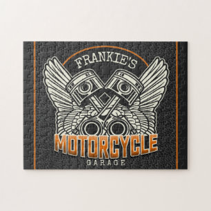Aangepaste NAAM Zuigers Vleugels Motorfiets Biker  Legpuzzel