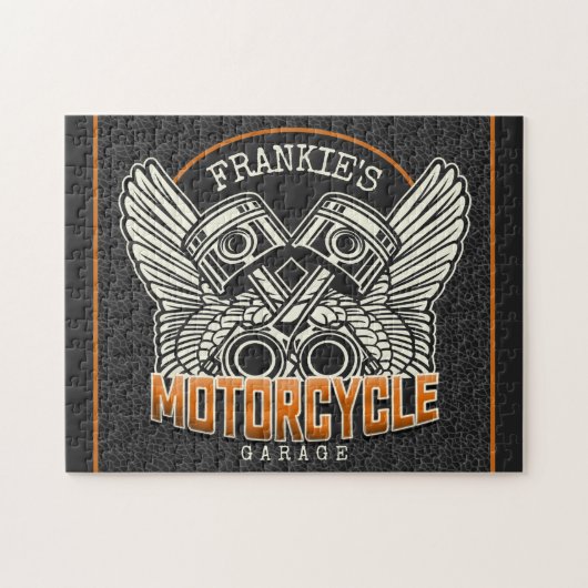 Aangepaste NAAM Zuigers Vleugels Motorfiets Biker  Legpuzzel (Horizontaal)